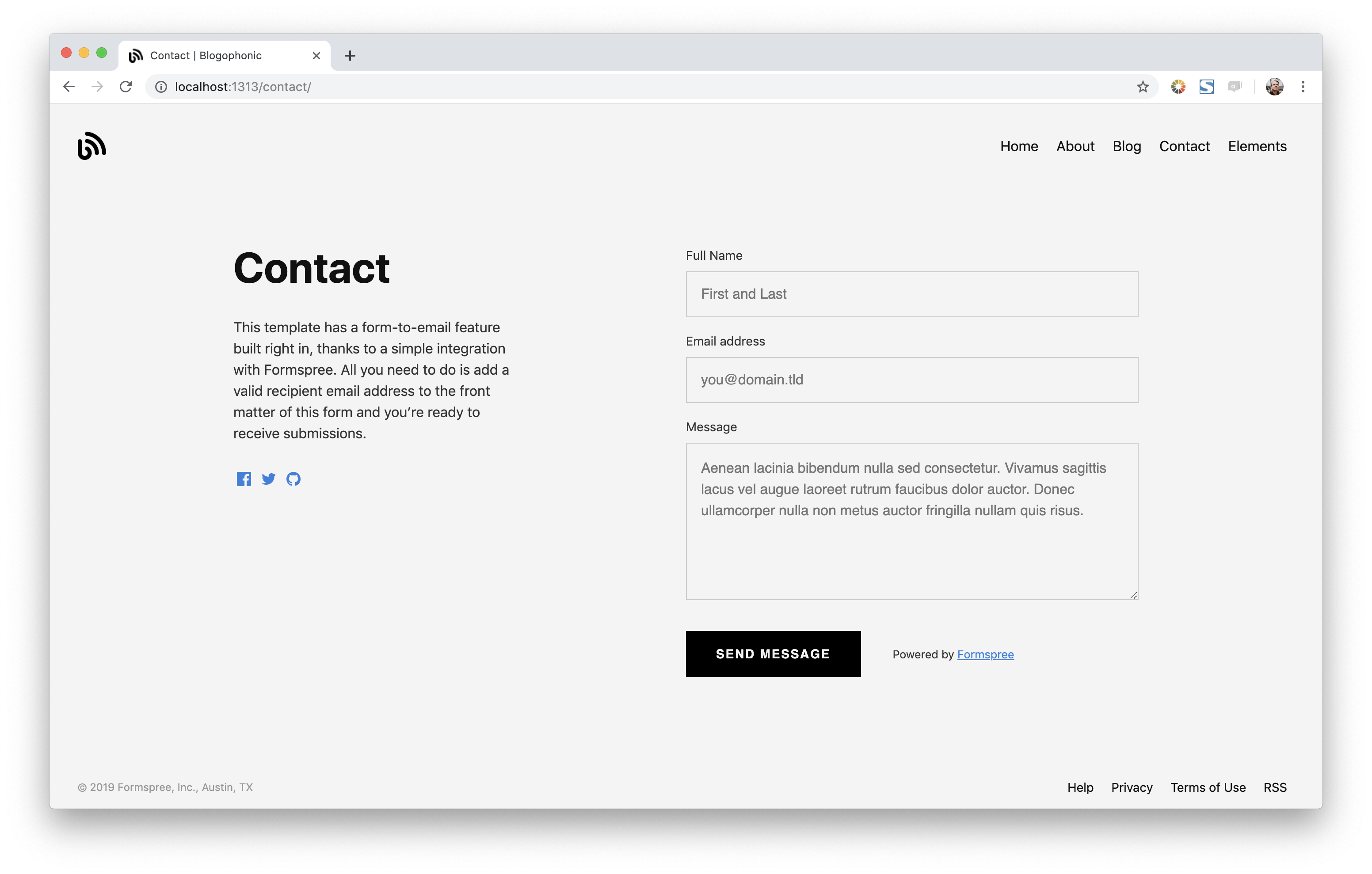 Contact Form Split Right Layout Screenshot