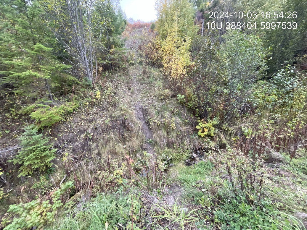 Bank erosion and riparian removal at the pipeline upstream of crossing 7622.