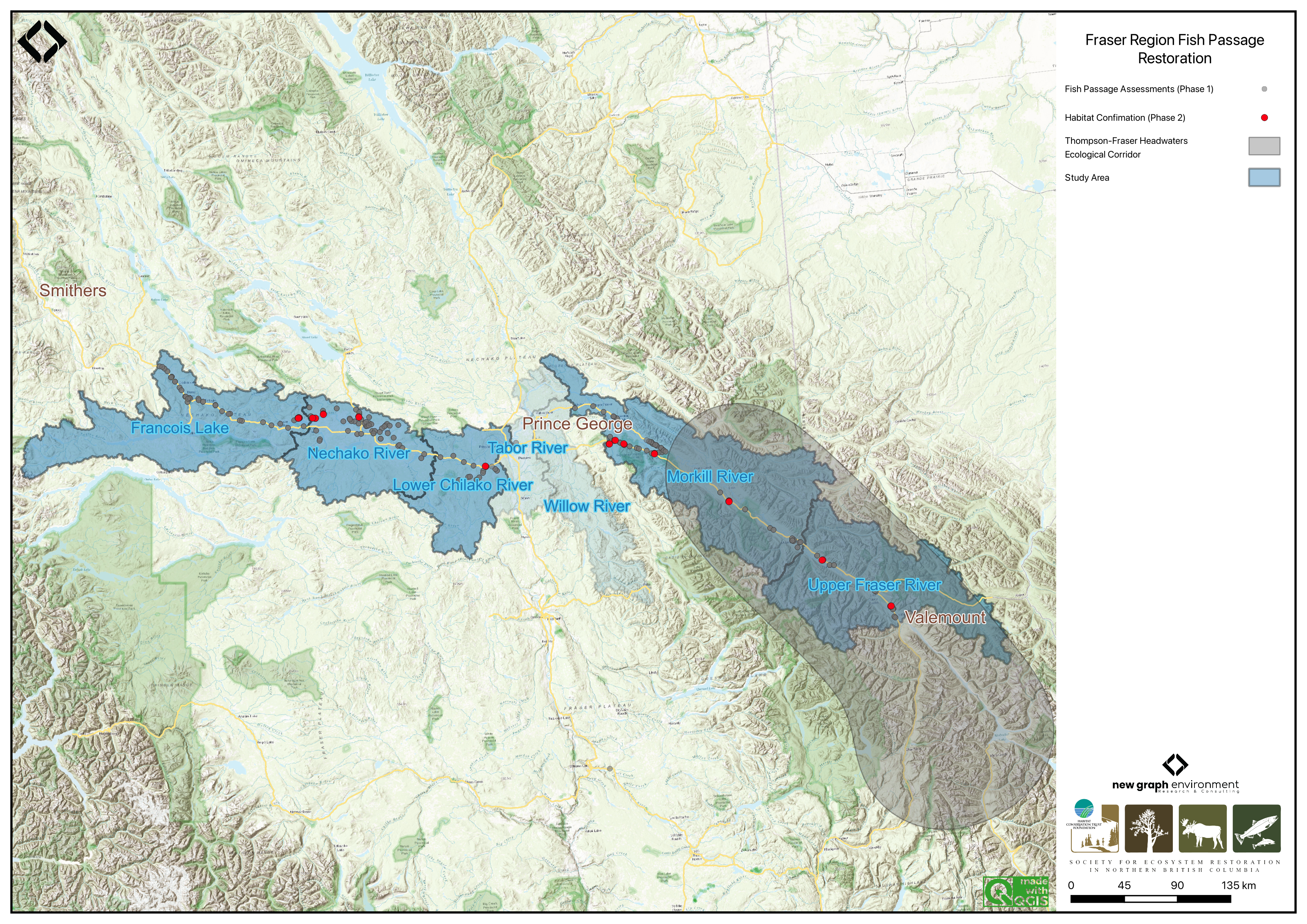 Overview map of the Fraser Region study areas