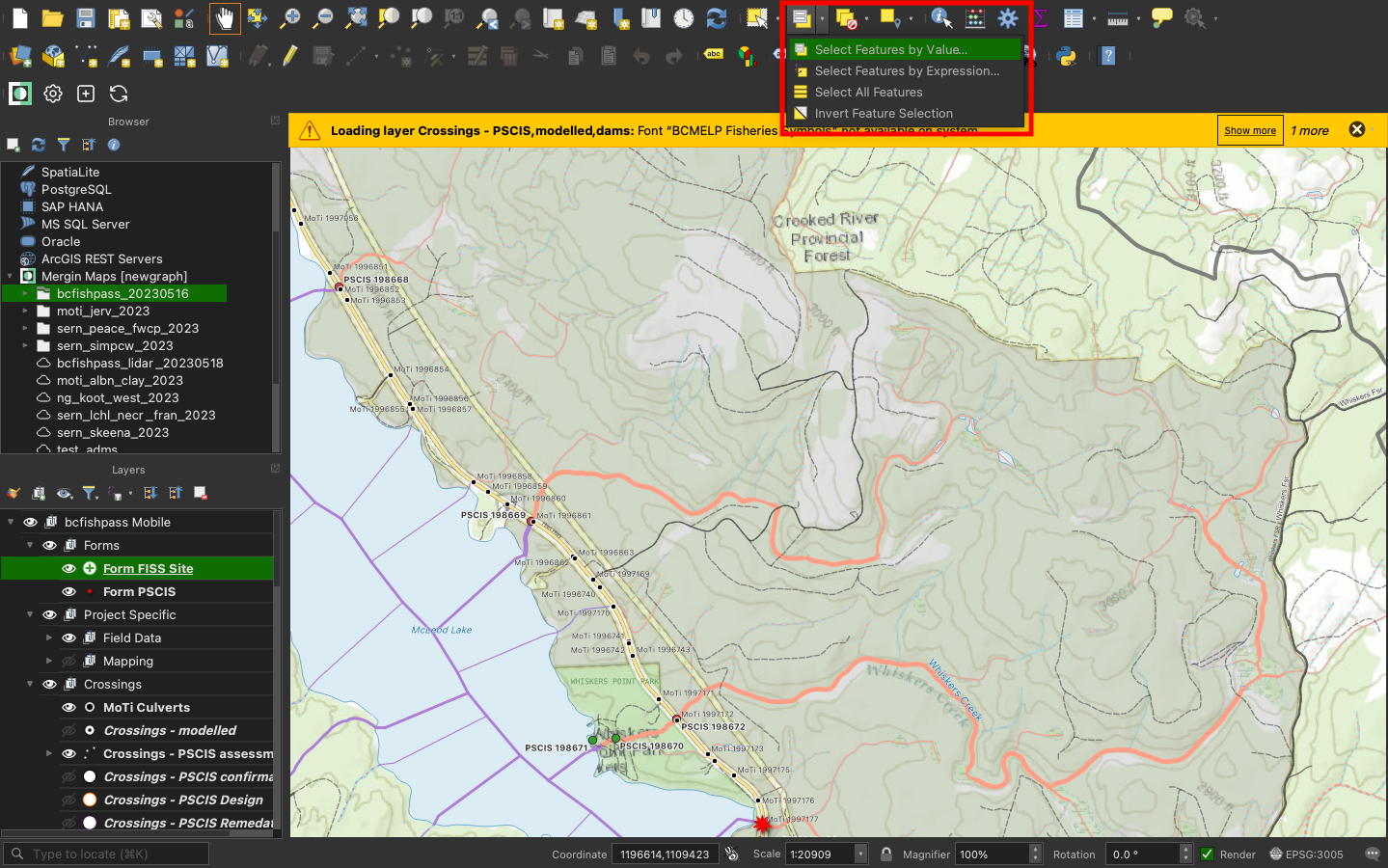 How to finding features in QGIS