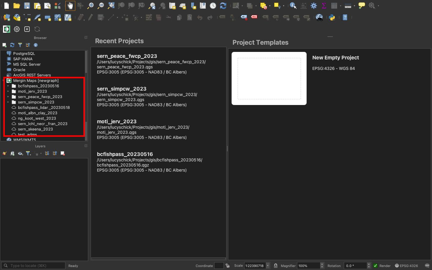 Viewing New Graph's Mergin projects