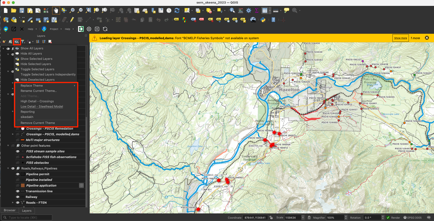 How select themes in QGIS