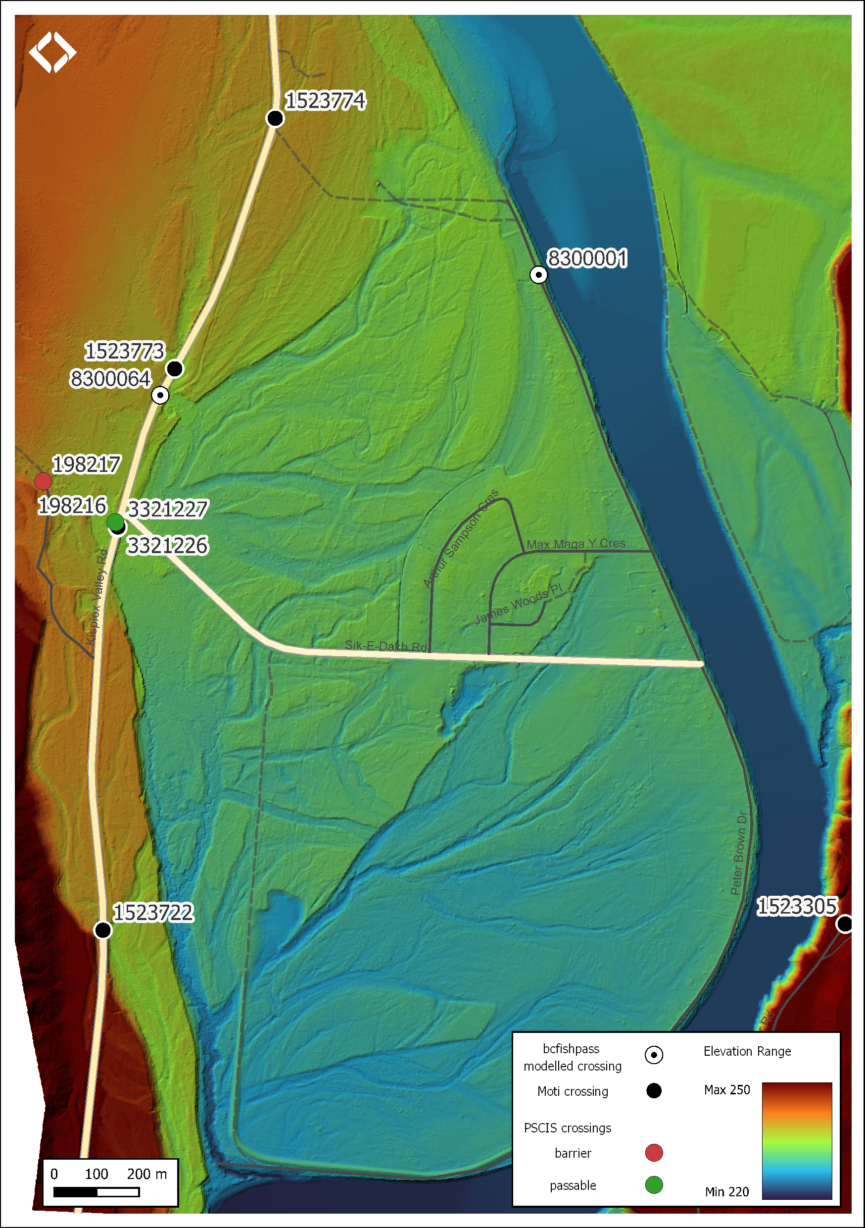 Digital elevation model of the watershed outside the community of Sik-E-Dakh.