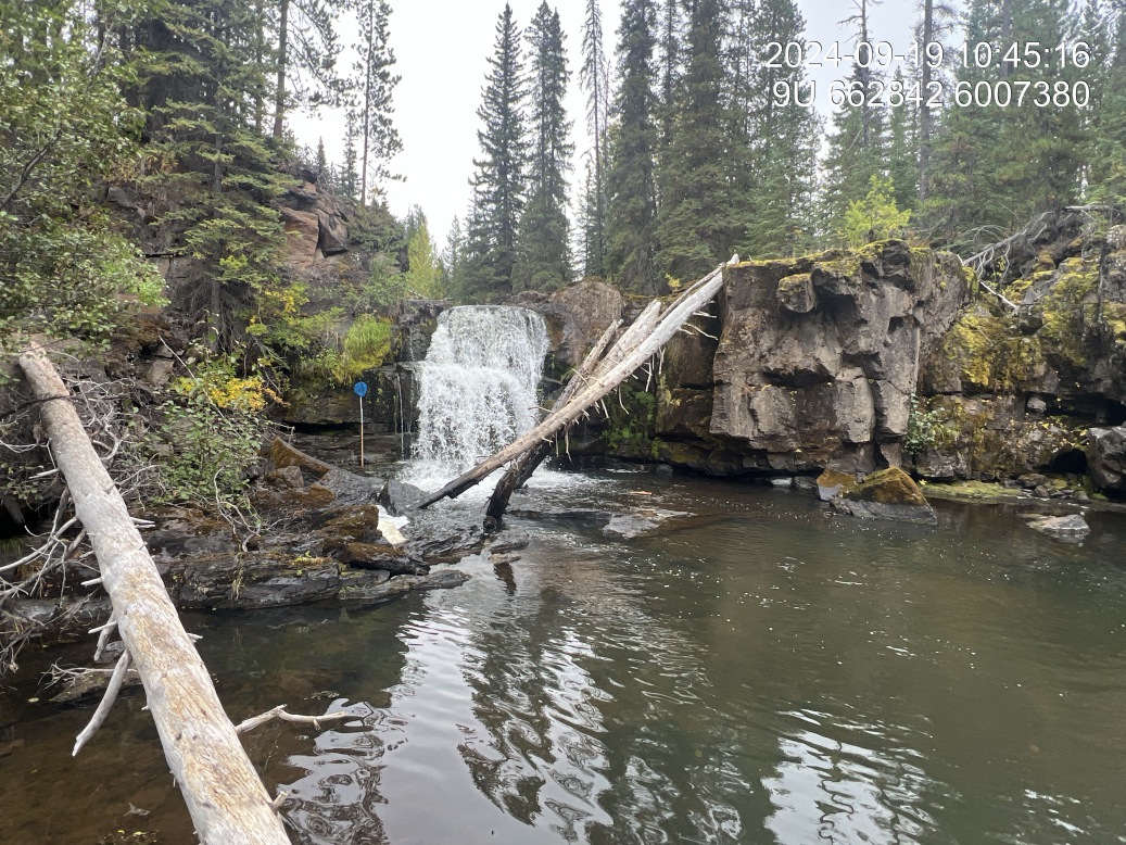 Buck Falls – The upper falls featured a ~4m high vertical drop. A 2m tall net is included for scale.