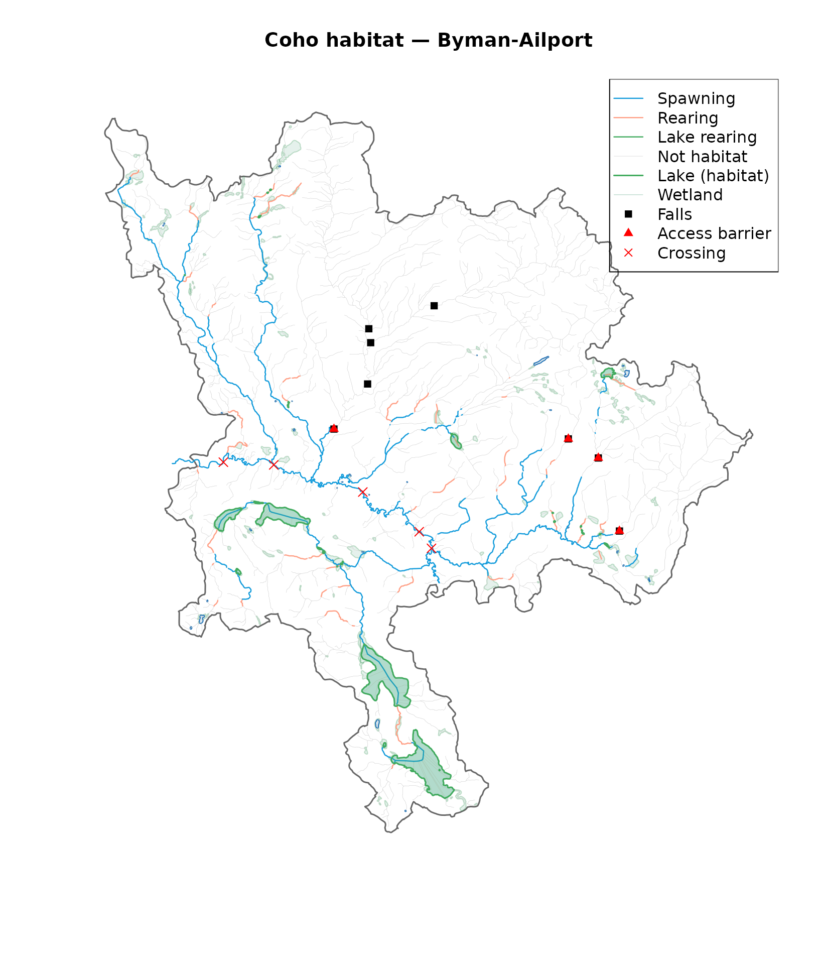 Coho habitat classification within accessible reaches.