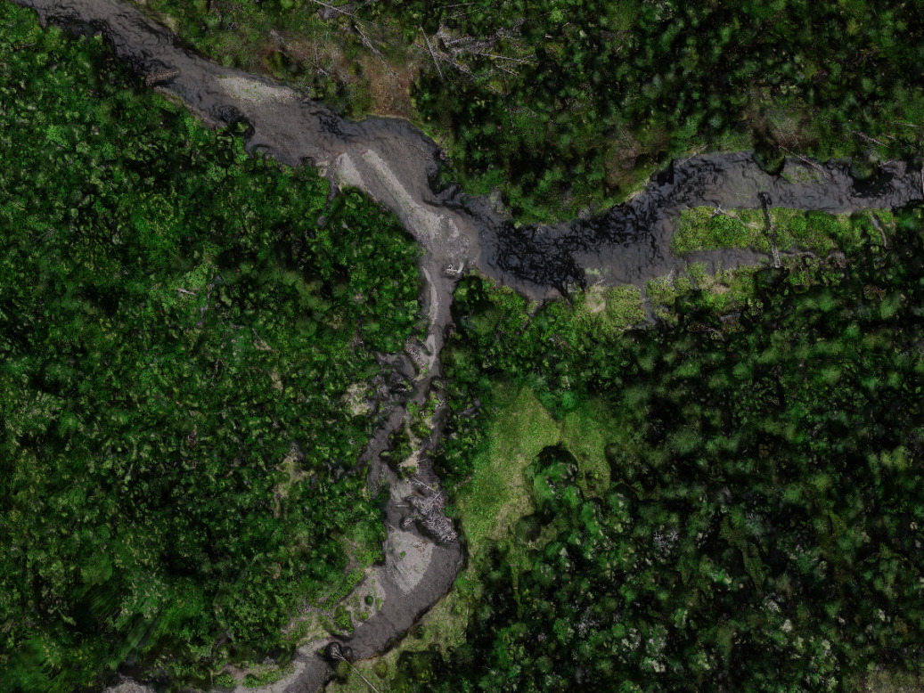 Drone imagery of a stream